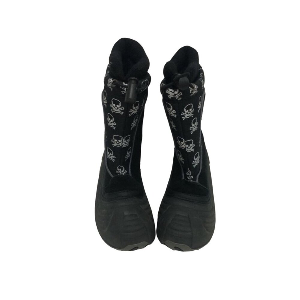Sporto Womens 7 Skully Winter Snow Boots Black/White Skull Print Waterproof Pull - Picture 4 of 10